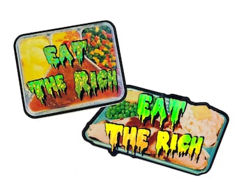 Retro TV Dinner Eat The Rich Stickers - Eat the Rich Bumper Sticker - Socialist Sticker - Anti-Capitalist Sticker