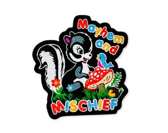 Mayhem & Mischief Skunk Sticker - Cute Retro Kitschy Punk Glitter Sticker