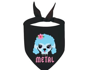Metal Poodle Pet Bandana - Cute Retro Heavy Metal Puppy Dog Bandana