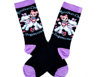 Cute Retro Manifest Chaos Be Ungovernable Socks