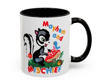Cute Kitschy Punk Skunk Mayhem and Mischief Mug