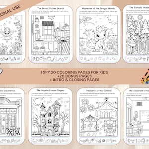 Livre de coloriage I Spy pour enfants, plus de 40 pages, activité d'objets cachés (téléchargement numérique)