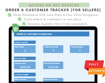 Small Business Planer: Bestell-, Umsatz- und Kundentracker, Google Sheets Vorlage (Digitaler Download)