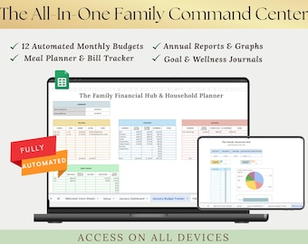 Familienbudgetplaner, Mahlzeit-Tracker, Wellness-Journal (Vorlage für Google Sheets)