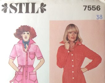 Vintage Sewing Pattern Retro 1980s STIL Shirt Dress Sweden  Miss Size Bust 38 UNCUT STIL 7556