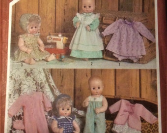 Vintage Sewing Pattern 17-18" Baby Doll Clothes Pattern Romper Kimono Bootees Panties Dresses 1982 Uncut FF