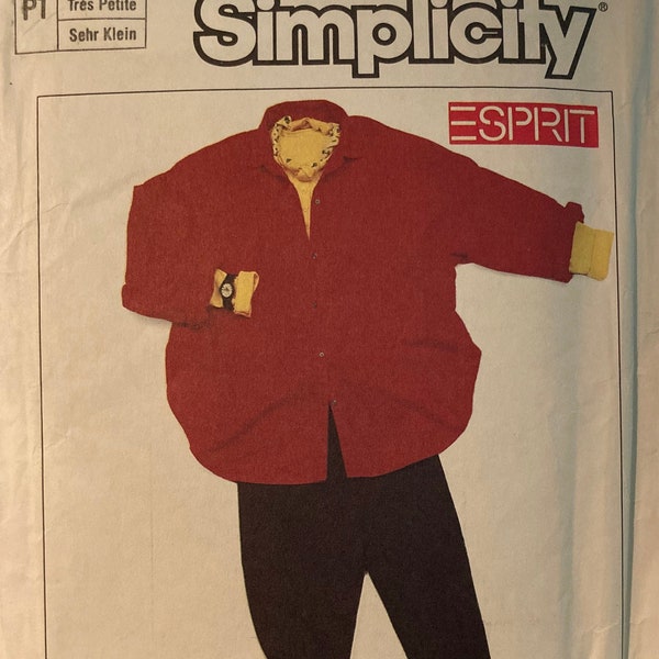Vintage 1985 Uncut Esprit Designer Sewing Pattern Misses Oversized Shirt Pull On Stirrup Pants Size 6-8 Classic 80s Fashion