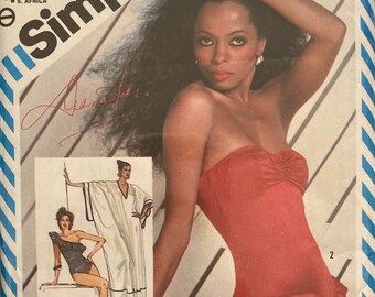Vintage Sewing Pattern Diana Ross Swimsuit and Pullover Caftan