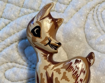 Vintage Handmade Carved Painted Deer Fawn Bambi Pin Brooch Old Unused Stock 1950s