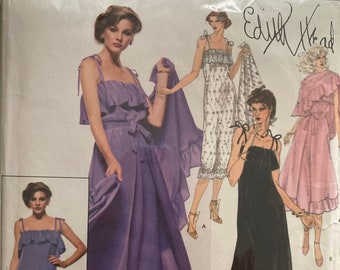Vintage Vogue American Designer Pattern Edith Head Dress and Jacket 1970s Size 10 Uncut