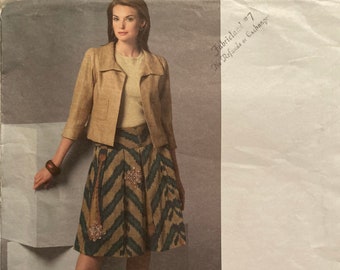Vogue Oscar de la Renta American Designer Loose Fit Lined Jacket and Pleated Skirt Sewing Pattern 2894 Size 14-16-18 FF Uncut 2008