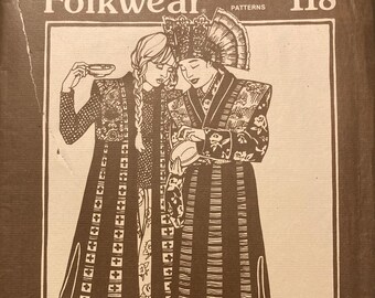Tibetan Panel Coat Vintage Folkwear Sewing Pattern 118  Long Sleeveless Pieced  1980's All Sizes Uncut