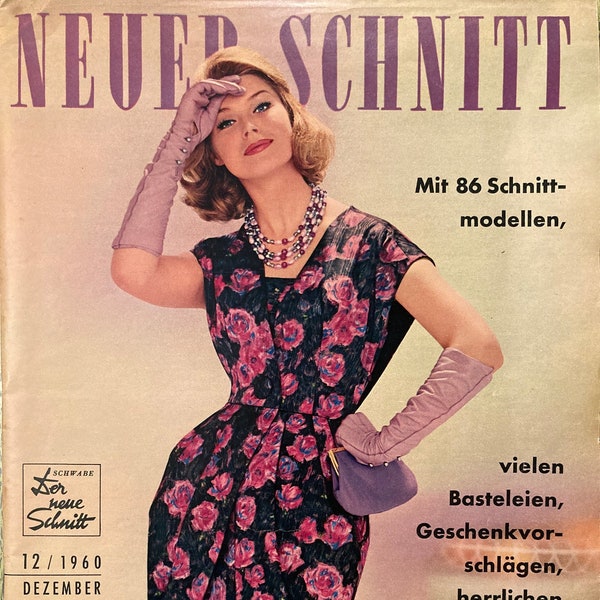 Neuer Schnitt Vintage German Sewing Pattern Magazine 1960 #12 Ladies Children Costumes Germany Fashion Illustrations Excellent