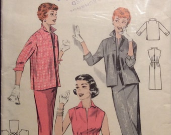 Vintage Sewing Pattern 1950s Fitted Sheath Dress and Jacket Size 14 Doris Day Style