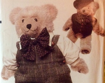 Sewing Pattern VOGUE BEAR Clothes Overalls Shirt Vest Bow Tie Vest Wardrobe Linda Carr 1980's Stuffed Toy TeddyBear Wardrobe Uncut FF