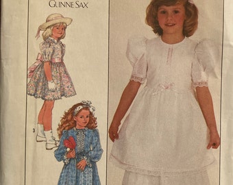 Vintage Sewing Pattern Jessica McClintok for Gunne Sax Girls Dress Lace Ruffles Classic 1988 Size 5 Uncut FF Simplicity 8711