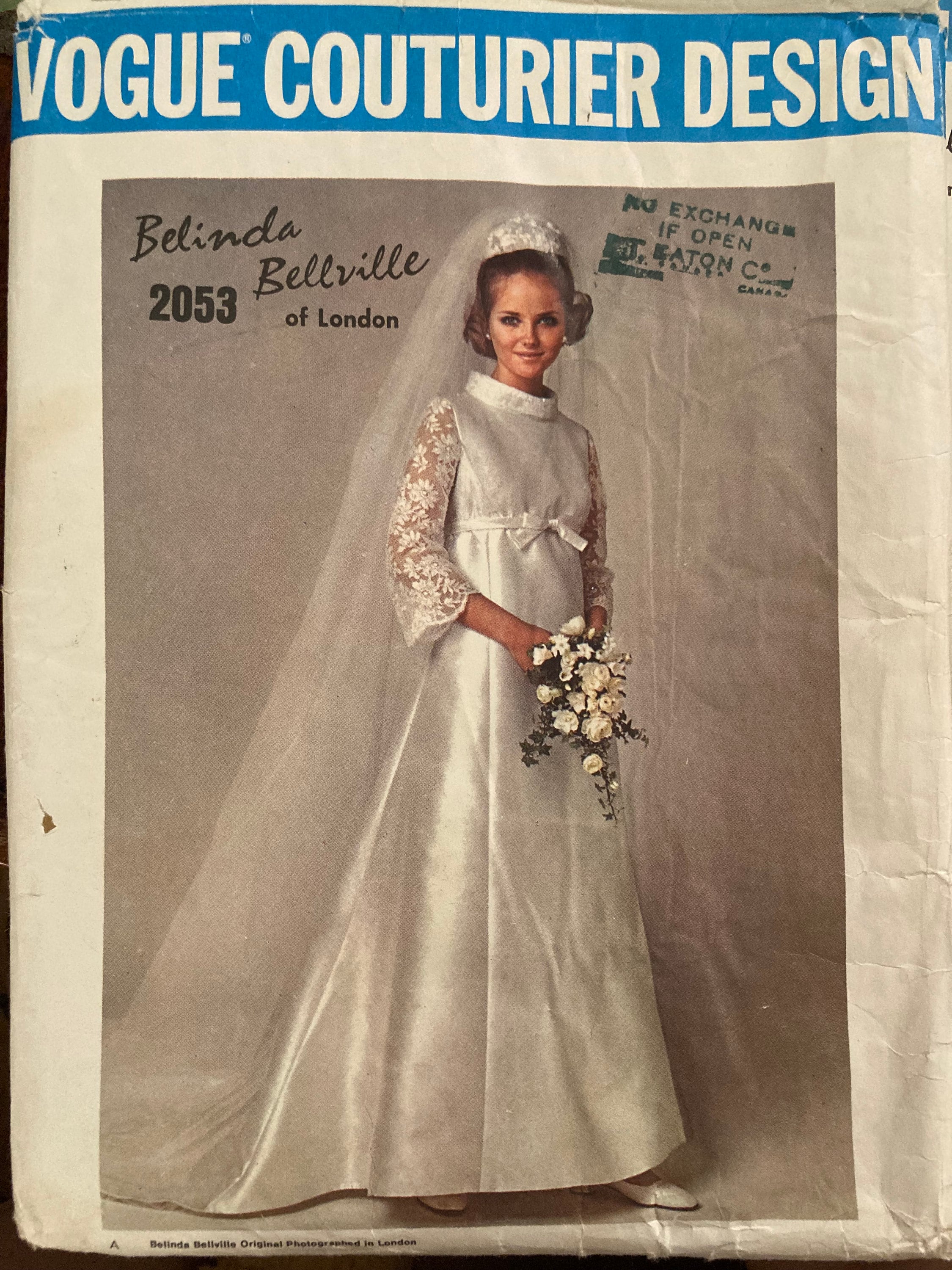 Vintage Sewing 1968 Pattern Couturier Design Wedding Dress Belinda  Belleville Empire Waist Bell Sleeves Miss Size 14 Bridesmaids Vogue 2053 -  Etsy