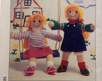 Vintage Sewing Pattern 21" Penny Candy Collection  Stuffed Girl Doll Yarn Hair Clothing Uncut 1985
