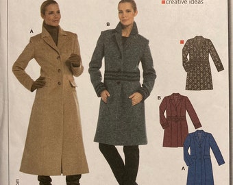 Sewing Pattern Burda Coat Semi Fitted Two Lengths Miss Size 6-18 Princess Seamed Collar Pockets Burda 7855 FF uncut