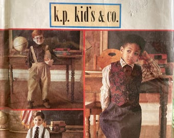 Sewing Pattern Retro Style 1940s Drape Suspender Pants Vest Shirt Tie Boys Size 5-8 k.p. Kid’s & co. Design Costume Formalwear Vintage
