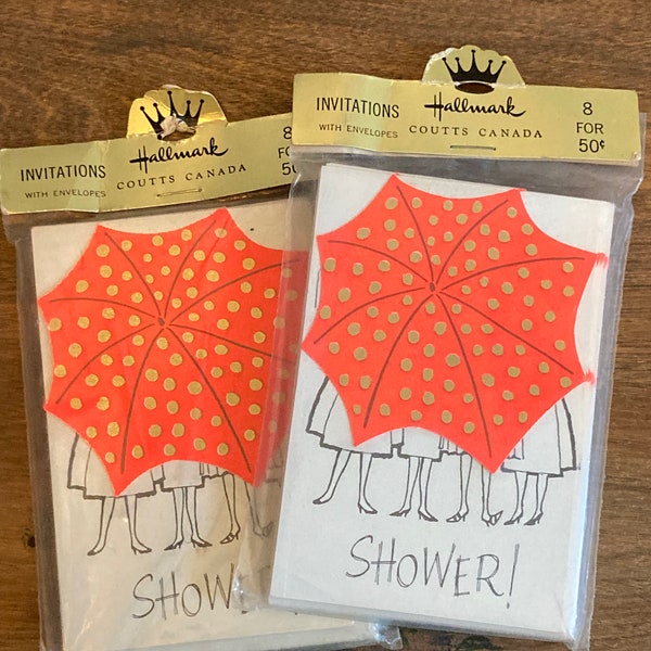 Vintage Bridal Shower Invitations 1960s Die Cut Orange and Gold Umbrella Mod Design Unused Set of 8 Cards  Envelopes Hallmark Coutts Canada