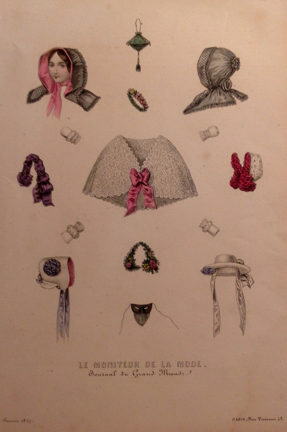Victorian Accessories Fashion Plate 1847 Le Moniteur De La