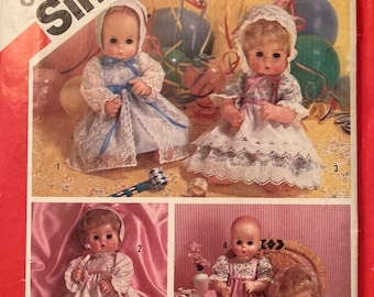 Vintage Sewing Pattern Size Small " Baby Doll Clothes Pattern Set of 5 Party Dresses Bonnets 1983 Uncut FF