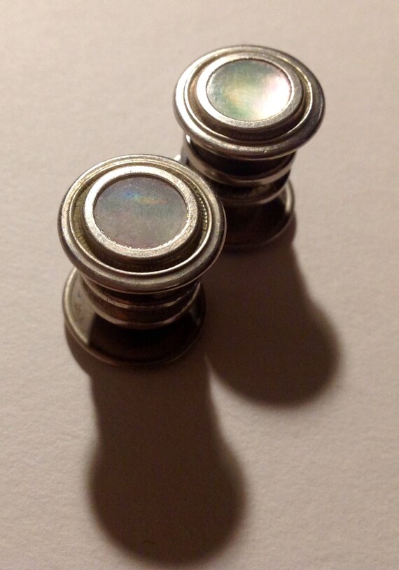 Vintage Antique Mother of Pearl Snap Cufflinks Sn… - image 4