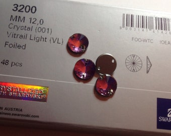 Lot of 6 Swarovski 12 mm Vitrail Light Violet Crystal Beads New Stock Austrian Faceted Sew On Stones