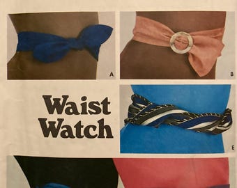 Vintage Sewing Pattern 70s Fashion Shaped Belts Waist Watch 1970s Accessories One Size Butterick 6692 FF Uncut