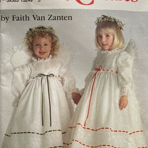 Vintage Sewing Pattern Girls' Princess Angel  Fairy Costumes UNCUT Size 2-6 Dress Gown Wings Halo Faith Van Zanten 1992 Simplicity 8097