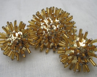 Vintage SPUTNIK Homemade Pin and Earrings Set 1950s Atomic Style