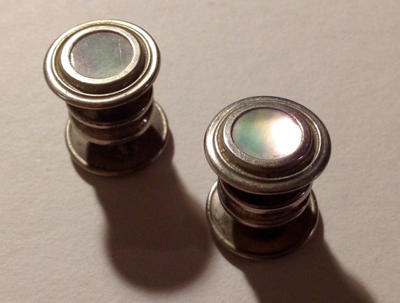 Vintage Antique Mother of Pearl Snap Cufflinks Sn… - image 1
