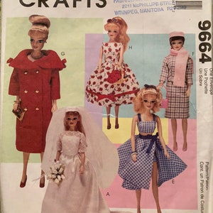 Retro FASHION DOLL Wardrobe 11-1/2&quot; Fashion Doll Sewing Pattern Vintage Barbie Fashions McCalls Collection 1960&#39;s 1998