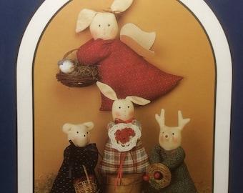Sewing Pattern 15" Dressed Bunnies Bears Reindeer Dream Spinners Woodland Choir Folk Art Style Uncut 1988