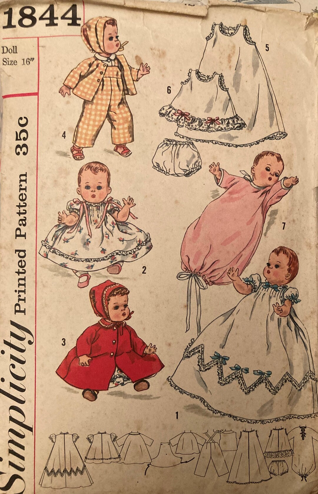 Vintage Sewing Pattern 16 Doll Clothes Pattern Etsy