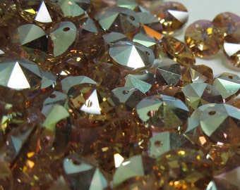 Swarovski Light Colorado Topaz Rivoli Drop Crystal Beads 8 mm Unused Old Stock 6200 6 Pieces