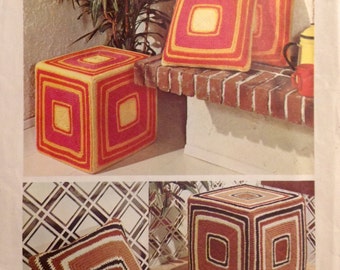 Vintage Pattern Retro 1973 CROCHET Knife Edge and Cube Pillows Decorative  Accessories Cushions 16 Inch Groovy Home Fashions