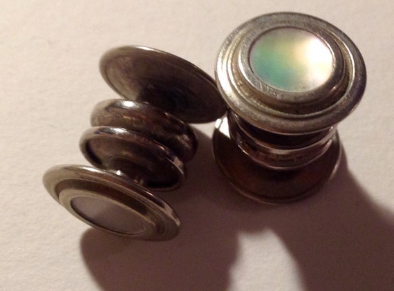 Vintage Antique Mother of Pearl Snap Cufflinks Sn… - image 2