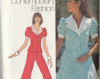 Vintage Sewing Pattern Retro Misses Two Piece Dress Pantsuit 1972