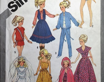 Ropa para muñecas, guardarropa vintage, patrón de costura para muñecas de moda de 11-1/2", vestidos de 1981, ropa deportiva, chaqueta, capa, vestidos, sin cortar, estilos de los años 80, mameluco de boda