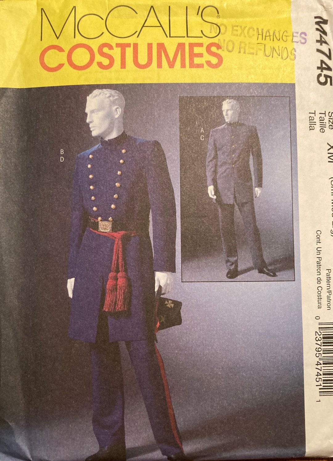 Costume Sewing Pattern Men's Civil War Era Lined Coats Trousers