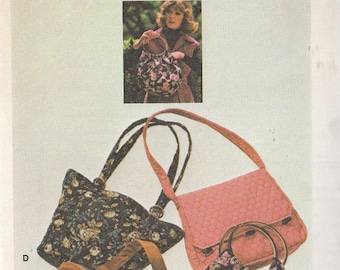 Vintage Sewing Pattern Four Handbags 1970s purses Shoulder Bags