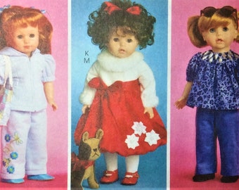 18" Doll Clothes Sewing Pattern American Girl Pants Shorts Tops Trench Coat Leggings Gloves Robe Puppy Dog 2008 Wardrobe McCalls 5775