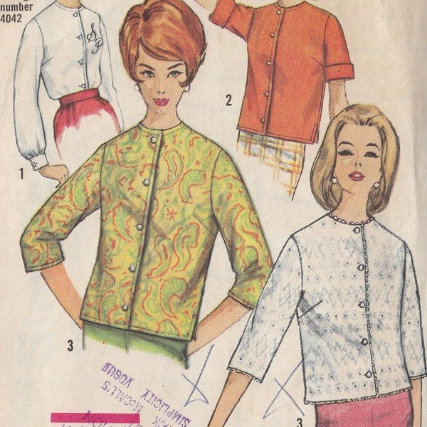 Vintage Pattern Retro Simple to Make BLOUSES 1960s Miss 18