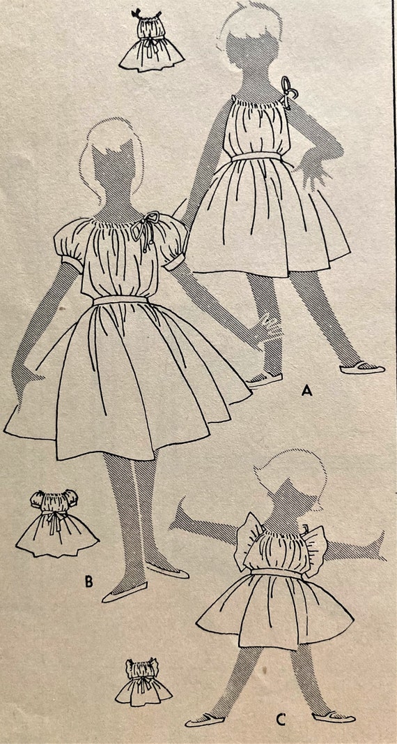 1950s CUTE Little Girls Dress Pattern ADVANCE 6957 Large Collar Regula – A  Vintage shop