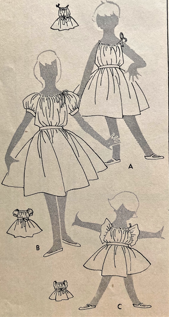 1950s CUTE Little Girls Dress Pattern ADVANCE 6957 Large Collar Regula – A  Vintage shop