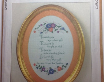 Vintage Embroidery  Pattern Helen Steiner Rice Verses Cross Stitch Friendship Thanksgiving Joy