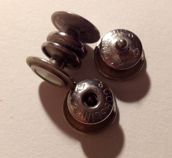 Vintage Antique Mother of Pearl Snap Cufflinks Sn… - image 3