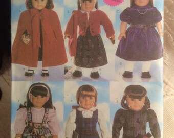 18" Doll Clothes Sewing Pattern American Girl Wardrobe Dresses Knit Cardigan Sweater Skirt Hooded Cape Uncut